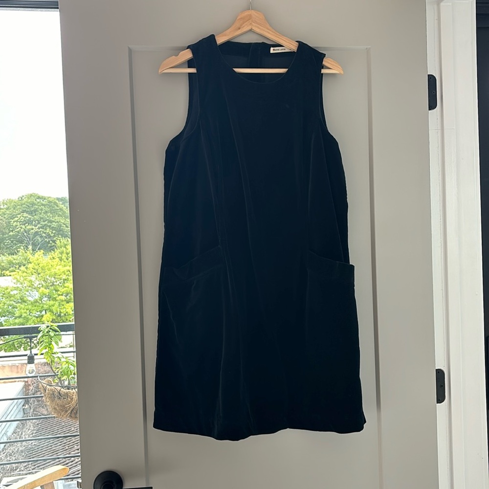 Marine Layer black velvet shift dress